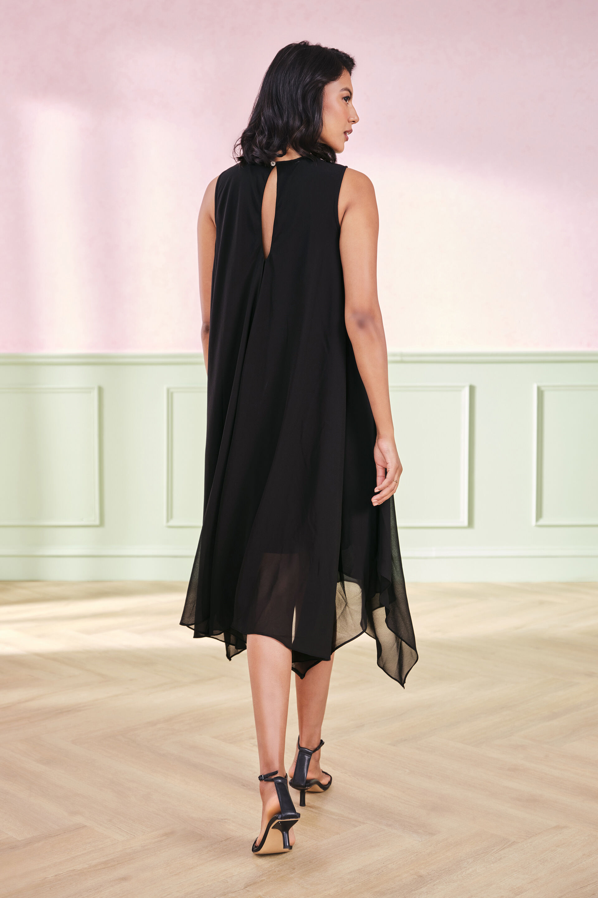 Flamenco Flared Dress, Black, image 6